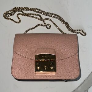 Furla Blush Crossbody Bag with Gold Chain